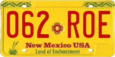 NM license plate 062ROE