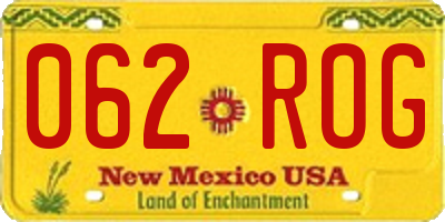 NM license plate 062ROG