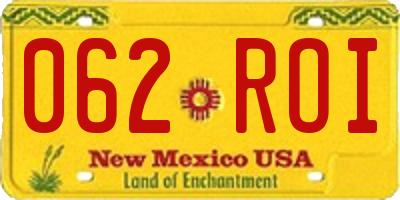 NM license plate 062ROI