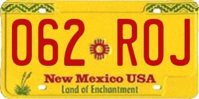 NM license plate 062ROJ