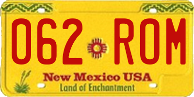 NM license plate 062ROM