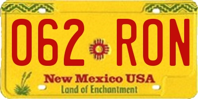 NM license plate 062RON