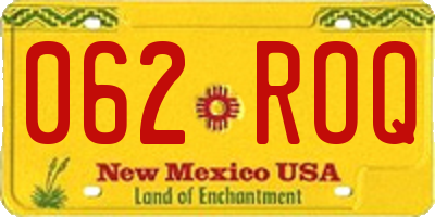 NM license plate 062ROQ