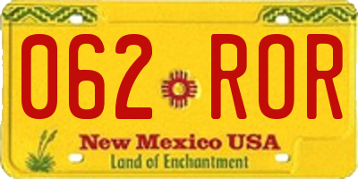 NM license plate 062ROR