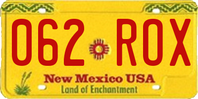 NM license plate 062ROX