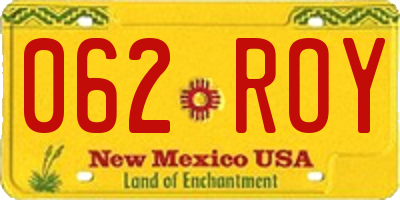 NM license plate 062ROY