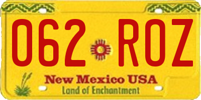 NM license plate 062ROZ