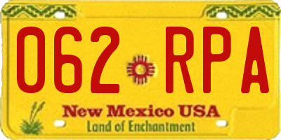 NM license plate 062RPA