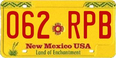 NM license plate 062RPB