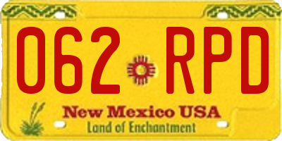 NM license plate 062RPD