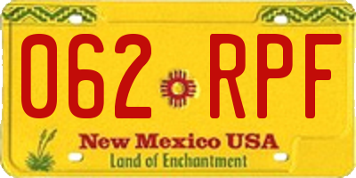 NM license plate 062RPF