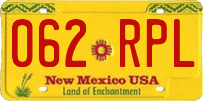 NM license plate 062RPL