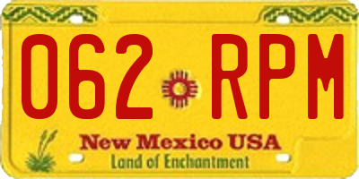 NM license plate 062RPM