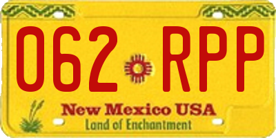 NM license plate 062RPP