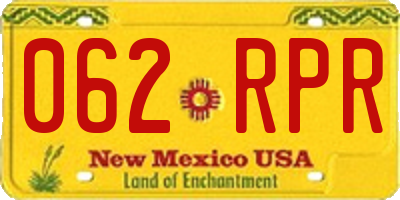 NM license plate 062RPR