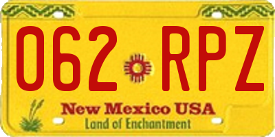 NM license plate 062RPZ
