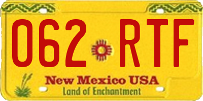 NM license plate 062RTF