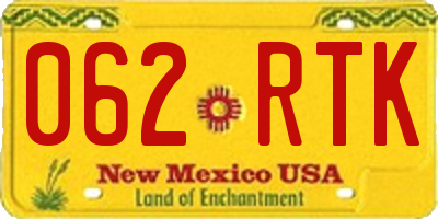 NM license plate 062RTK