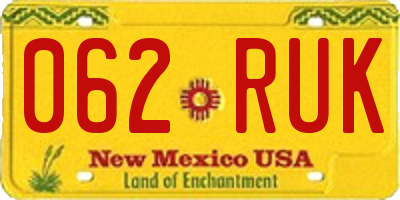 NM license plate 062RUK