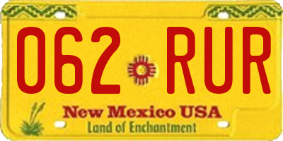 NM license plate 062RUR