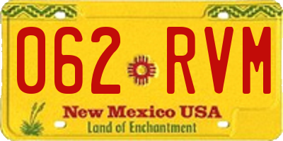 NM license plate 062RVM