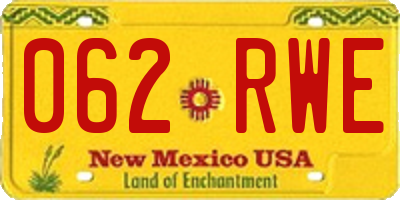 NM license plate 062RWE