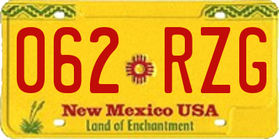 NM license plate 062RZG