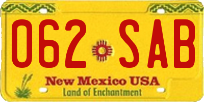 NM license plate 062SAB