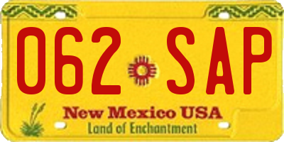 NM license plate 062SAP