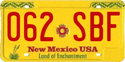NM license plate 062SBF