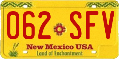NM license plate 062SFV