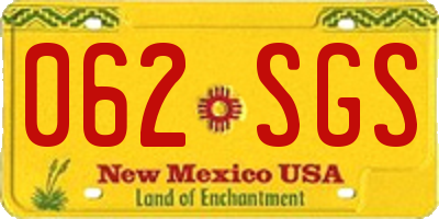 NM license plate 062SGS