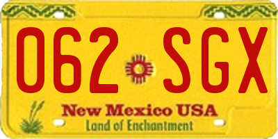NM license plate 062SGX