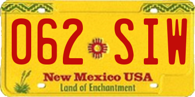 NM license plate 062SIW
