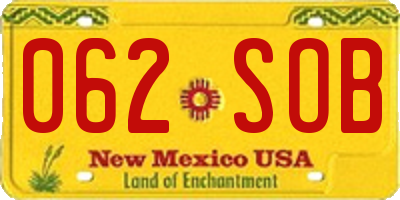 NM license plate 062SOB