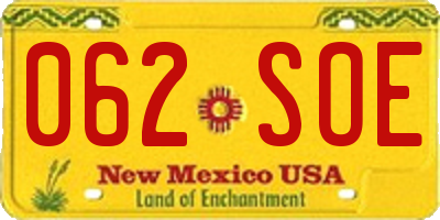NM license plate 062SOE