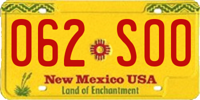NM license plate 062SOO
