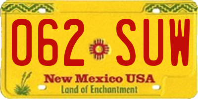 NM license plate 062SUW