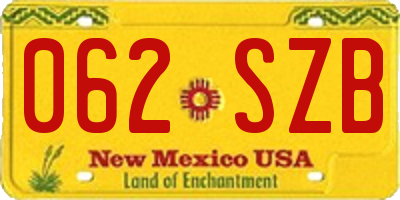 NM license plate 062SZB