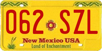 NM license plate 062SZL