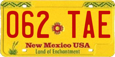 NM license plate 062TAE