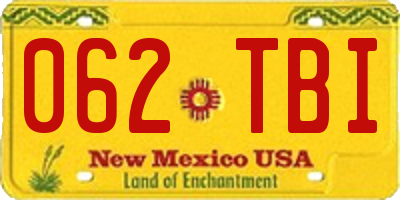NM license plate 062TBI
