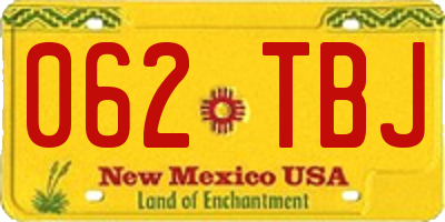 NM license plate 062TBJ