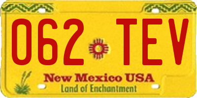 NM license plate 062TEV