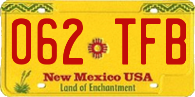 NM license plate 062TFB