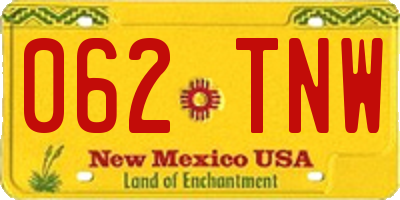 NM license plate 062TNW