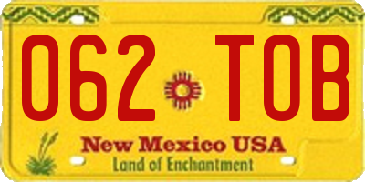 NM license plate 062TOB