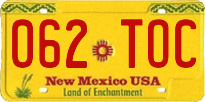 NM license plate 062TOC
