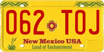 NM license plate 062TOJ