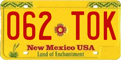 NM license plate 062TOK